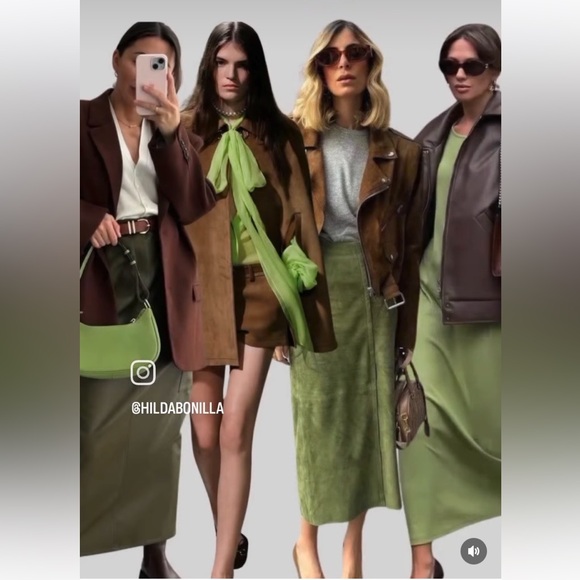 New Zara faux leather green midi skirt - Picture 7 of 7